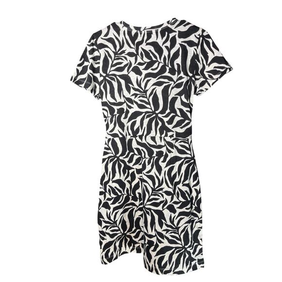 NWT Loft  Petite Small Black White Women’s Floral Short Sleeve 100% Cotton Dress - Picture 3 of 4